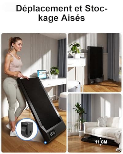 Copant Tapis de Marche, Tapis de Course avec LCD Écarn, 2.5 HP Walking Pad avec APP &Télécommande,Charge Max 159 kg, avec Parcours d'Entraînement et Courses, 1-8km/h pour Domicile ou Bureau
