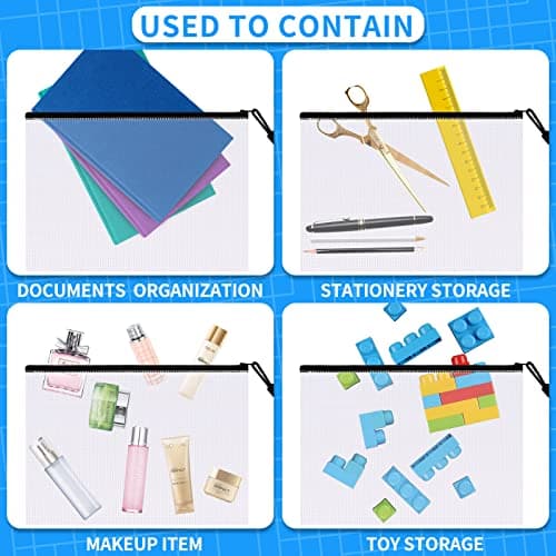 Lot de 12 pochettes en maille plastique B5 avec fermeture éclair, pochettes en maille B5, pochettes en PVC B5, pochettes pour documents B5