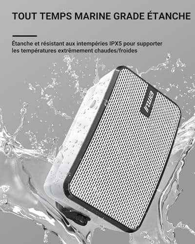 Inwa Enceintes Extérieures Bluetooth, Haut-Parleur Mural étanche IPX5, Système Audio Puissant avec des Basses, Synchronisation Jusqu'à 100 Haut-parleurs (Blanc, MZ621)