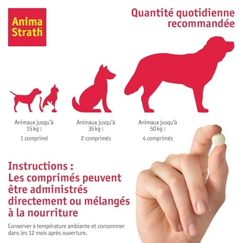Anima Strath Multivitamines et Minéraux pour Chien et Chat 200 Comprimés à Croquer - 210g, 61 Micronutriments, Vitamine Chien et Minéraux, Compléments Alimentaires Levure Végétale