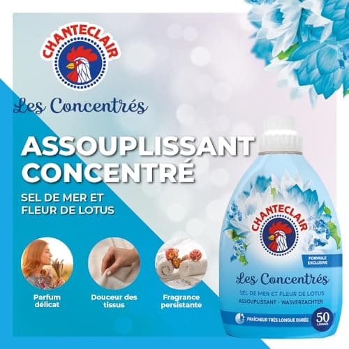 Chanteclair - Assouplissant Concentré, Sel de Mer et Fleur de Lotus, Fraîcheur trés Longue Dureé, 50 lavages - 1000 ml