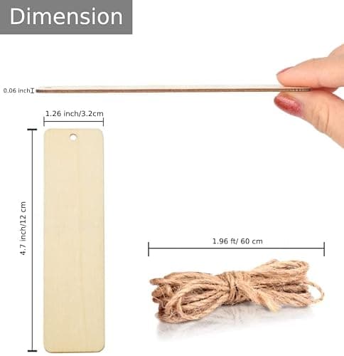 Lot de 50 étiquettes rectangulaires en bois brut avec trou pour le nom de la bouteille de vin - Pour loisirs créatifs - Pour fête de mariage, Noël, projets de bricolage