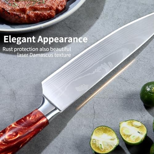 SOSINYA 2 pièces Set Couteau Cuisine Professionnelle:Couteau de Chef 20,5cm & Couteau de cuisine Universel 13cm,Acier Inoxydable Lame Tranchante, Manche Ergonomique Couteaux de cuisine.