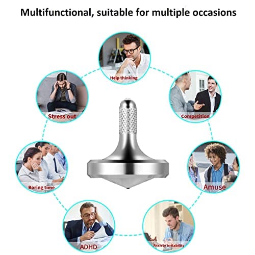 LOQATIDIS Toupie en métal en Acier Inoxydable, Jouet de décompression EDC Bien conçu, Parfaitement équilibré et Roulant en Douceur, Aide à réduire Le Stress, l'anxiété (3PCS L+M+S/Argenté)