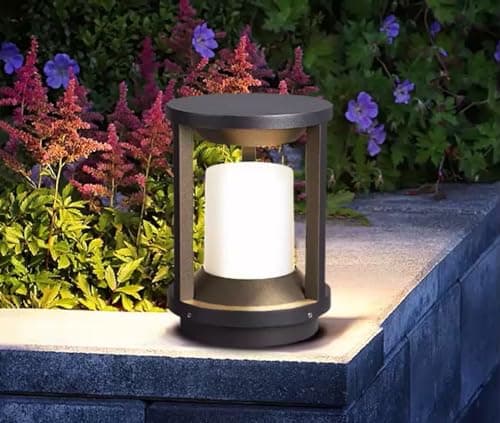 Budbuddy 20W LED Lampe de Jardin Noir Poteau de Jardin Cylindrique Lampe de Exterieur Poteau Imperméable IP65 luminaire de Jardin Douille E27 pour Ies Jardins Chemins Pelouses