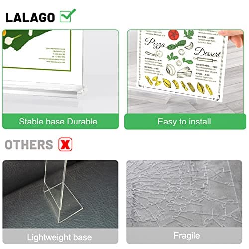 LALAGO 6 pièces Présentoir de table A4, Support acrylique de cartes de menu Présentoir de cartes postales, Présentoir de menus A5 Présentoir publicitaire pour restaurant, café, magasin, hôtel