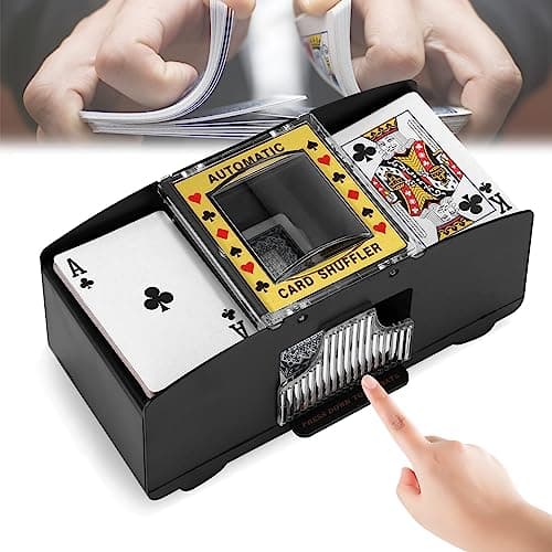 Wowlela Mélangeur de cartes automatique électrique pour les amateurs de jeux de cartes, Mélangeur de cartes à 2 ponts automatique à piles pour jeux de cartes à domicile, poker, cartes à jouer, rami
