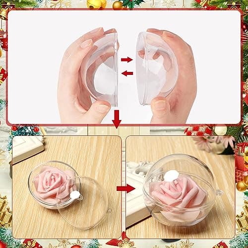 LIMITADA 40 Pcs Boule de Noël Transparente 4/5 cm Boules Transparentes à Remplir en Plastique Boules Transparentes à Garnir Séparables Petite Boule Transparente Sapin pour Décoration Arbre de Noël DIY