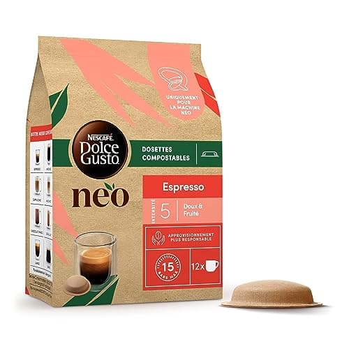 NEO Espresso par NESCAFÉ® Dolce Gusto® - 72 dosettes de café compostables à base de papier (6 boîtes de 12 dosettes)
