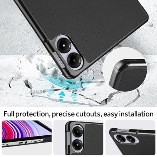 Hianjoo Étui Coque Compatible pour Xiaomi Redmi Pad Pro/Poco Pad 12.1", Ultra Slim PU Housse Cover de Protection avec Fonction Veille/Réveil Automatique Compatible pour Redmi Pad Pro, Noir