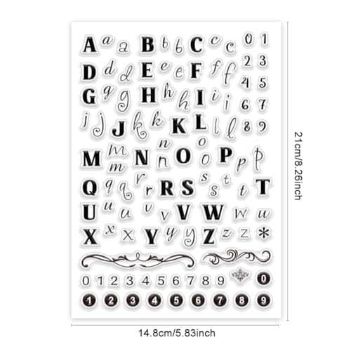 PH PandaHall 26 Tampons Transparents avec Lettres de L'Alphabet Tampon en Silicone avec Chiffres et Lettres Majuscules Tampon en Caoutchouc Sceau Transparent pour la Cartes Scrapbooking