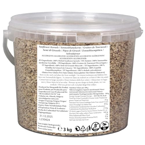 3 kg (5 L) Graines de Tournesol Décortiquées, Qualité Alimentaire Boulangerie, Extra Sélectionné