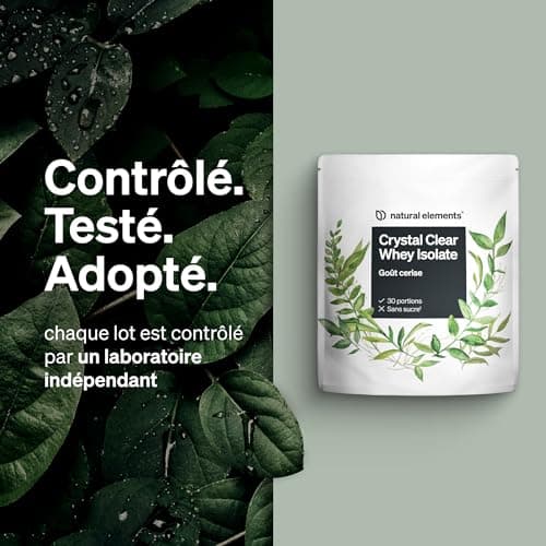 Crystal Clear Whey Isolate 900g – goût cerise – poudre de protéine – boisson protéinée rafraîchissante – produit et contrôlé en laboratoire en Allemagne