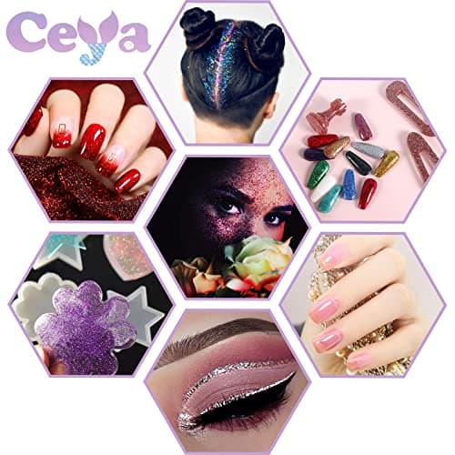Ceya 100 g de poudre de paillettes ultra fines colorées blanches irisées 0,2 mm pour slime résine époxy pour nail art, festival, maquillage, scrapbooking, cartes de mariage, bijoux, peinture