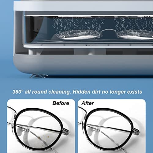Nettoyeur à Ultrasons, Nettoyage En Profondeur à 360° Nettoyeur De Bijoux à Ultrasons Vibrations à Haute Fréquence Une Clé De Nettoyage Machine De Nettoyage à Ultrasons Pour Bijoux, Lunettes, Colliers