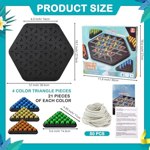 YAOZUP Jeu d'échecs en Chaîne Triangulaire, Triggle Jeu, Jeu de Triangle en Chaîne, Jeu de Plateau D'échecs Triangulaire, Échecs Triangulaires en Chaîne Interactifs pour Enfants, Adultes, Fête de Fami