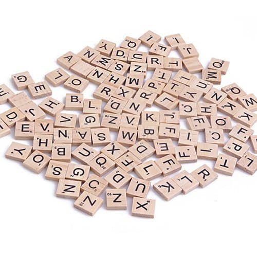 KlsyChry 100 pcs Bois Lettres Noir en Bois Lettre Jigsaw Puzzle Alphabets A à Z Tuiles pour Décoration DIY en Bois Pièces De Jeu Amis Famille Jouer Artisanat