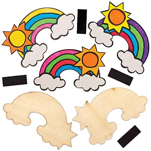Baker Ross Aimants en Bois motif Arc en Ciel - Lot de 10, Activités Manuelles pour Enfants (AT741)