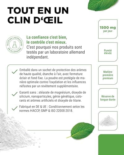Glycine Pure - 1100 g (1,1 kg) de poudre pure sans additifs - Avec cuillère à mesurer - 100% acide aminé glycine - Vegan