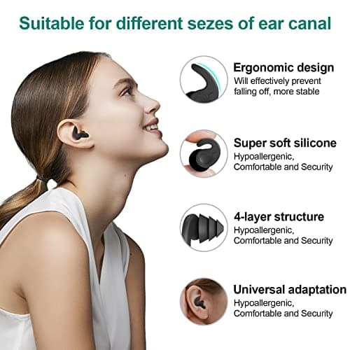 Bouchon Oreille Piscine, 3 Paires de Bouchons d'oreilles de Natation en Silicone Réutilisables et Imperméables pour le surf et autres sports nautiques