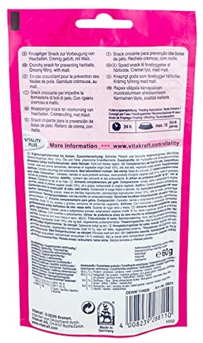 VITAKRAFT- Crispy Crunch Classic, Friandises pour Chats, Snack Croustillant Au Malt, en Sachet Refermable, sans Sucres Ajoutés (1X 60G)
