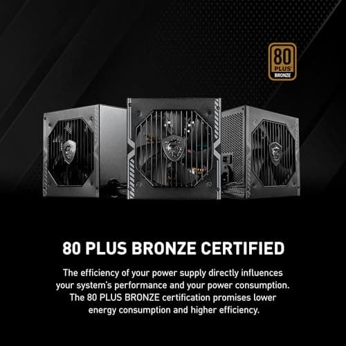 MSI MAG A650BN Bloc d'alimentation, Prise EU - 650W, Certifié 80 Plus Bronze, PSU ATX, Rail Unique 12V, Circuit DC vers DC, Ventilateur 120mm - Garantie 5 Ans