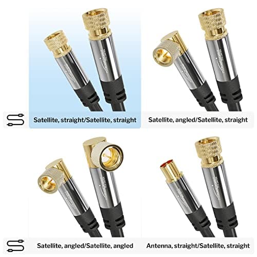 KabelDirekt – Câble Satellite & Antenne TV, Coaxial – 0,5m – Câble Sat 4K avec connecteurs F en métal – Disponible en 0,5-30m (pour radio/TV, DVB-T, DVB-C, DVB-S/DVB-S2, internet, noir)