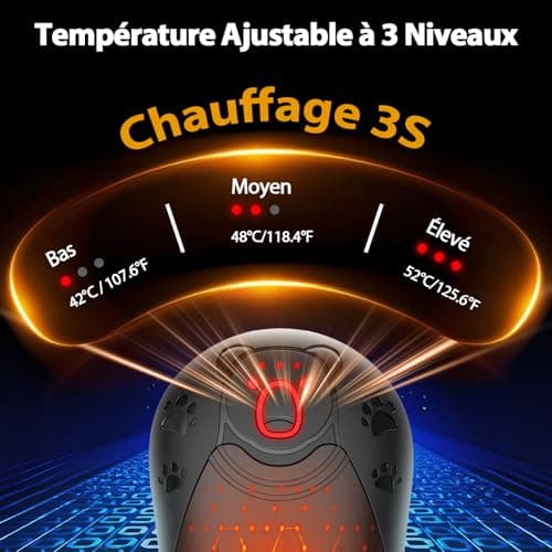 OUTJUT Chauffe Main Electrique 2 en 1 Noir, Chaufferette Main Reutilisable, 3 Niveaux de Chauffe, 12000mAh Rechargeable par USB, Cadeaux Hiver Unisexes, pour Camping et Sports en Extérieur