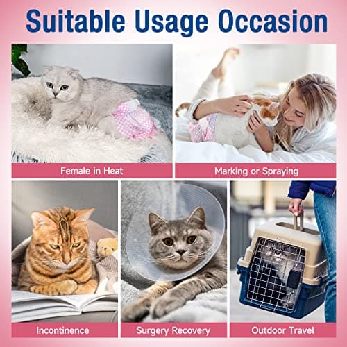 MICOOYO Lot de 24 Couches pour Chiens Femelles, Couches pour Chats Super Absorbantes avec Trous en Mousse Réglables, Pantalons de Couches Jetables pour Chiens Femelles en Chaleur (XS,Rose)