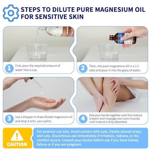 Spray d'huile de magnésium 100% organique et naturel (60ml), supplément de magnésium pour le corps, Spray d'huile de magnésium pur, Spray de magnésium pour les articulations, sans gluten
