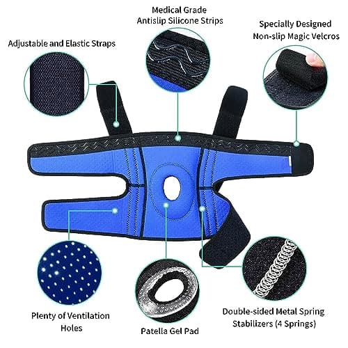 ABYON Genouillère Arthrose Réglable avec Stabilisateurs Latéraux et Coussinet en Gel Ouvert pour Homme et Femme, Genouillère Ligamentaire, Sport, Musculation, Protege Genoux