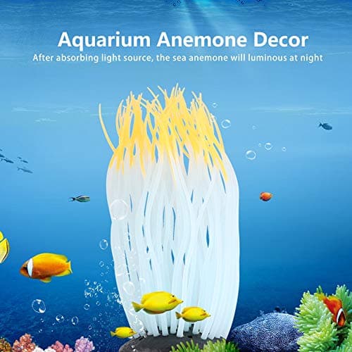 HEEPDD Décoration Artificielle d'anémone de mer de Silicone d'aquarium, matériau de Silicone de réservoir de Poissons d'ornement de Corail d'ornement de mer de simulatio[Orange] Plantes d'ornement