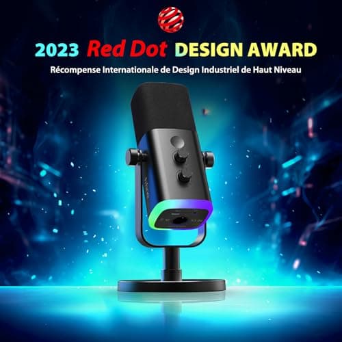FIFINE USB/XLR Streaming Micro Dynamique pour PC, RGB Cardioïde Microphone pour Gaming, Podcasting, Broadcasting, Enregistrement Vocal, pour PS4/5 Mac PC Mixer Cartes Son