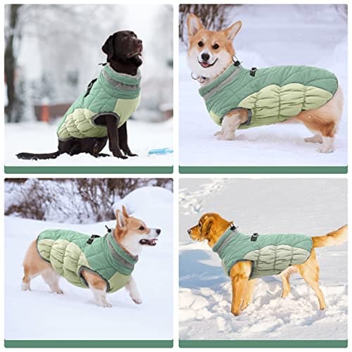 Kuoser Manteau Imperméable pour Chien, Veste d'hiver Chaude pour Chien Coupe-Vent, Gilet Réfléchissant Doublure en Polaire et Col en Fourrure, Vêtements d'Extérieur pour Chiot avec Anneau en D