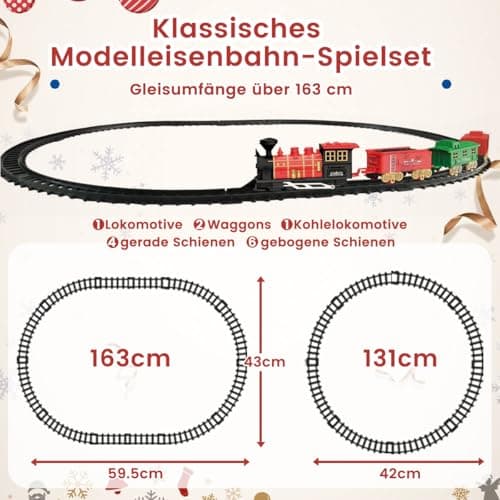 Daity Train de Noël électrique silencieux et durable pour enfants - Train électrique autour du sapin de Noël - Décoration adaptée aux enfants
