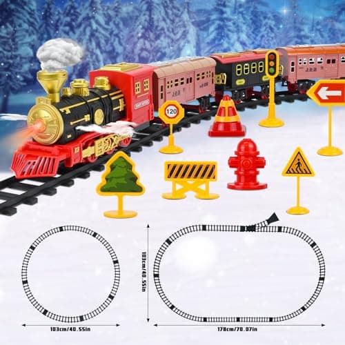 FORMIZON Train Electrique Noel, Train Jouet avec Fumé, Lumières Rails et Son, Jouet de Train avec 3 Trous de Vapeur, Locomotive, Cadeaux de Noël pour Enfants 2+