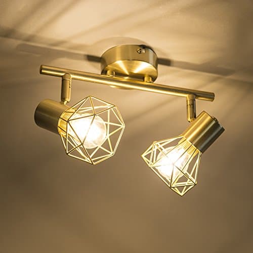 QAZQA mosh - Spot plafond, plafonnier - 2 lumière - L 34 mm - Laiton - Moderne - éclairage intérieur - Salon I Chambre I Cuisine I Salle à manger
