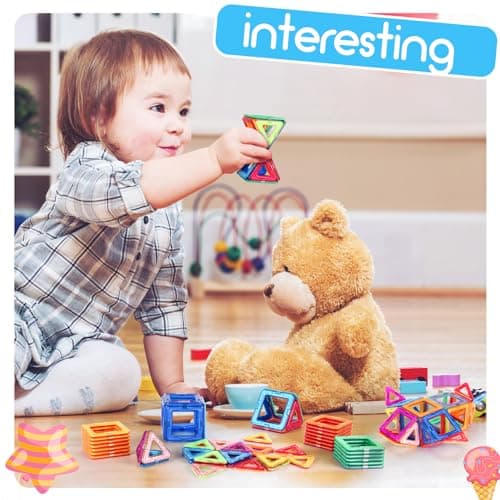 aaczly Construction Magnetique Enfant 50 Pièces Blocs de Construction Magnétiques Enfants Educatif Jeux Cadeaux pour Enfants à Partir de 3 4 5 6 7 an