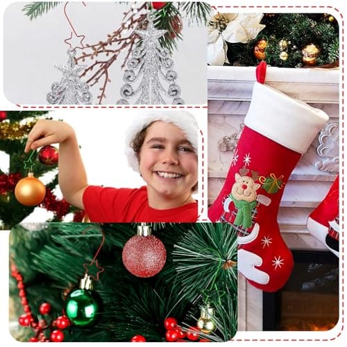 YBCCBY Crochet Boule de Noel, 120 Pièces Crochets d'Ornement de Noël Cintre d'Arbre de Noël Cintres de Décoration d'Arbre Crochets pour Boules de Noël en Forme de S Accroche Boule de Noel (Rouge Vert)