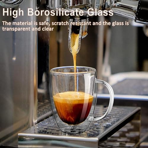 Lot de 8 Double Paroi en Verre à Café, 4 x 350ml Tasses à Café Double Paroi, et 4 x 80ml Mug Verre Isolés Tasses à expresso, Idée Cadeau Tasses à Latte Verre a Biere, pour Cafetière, Bière, Jus