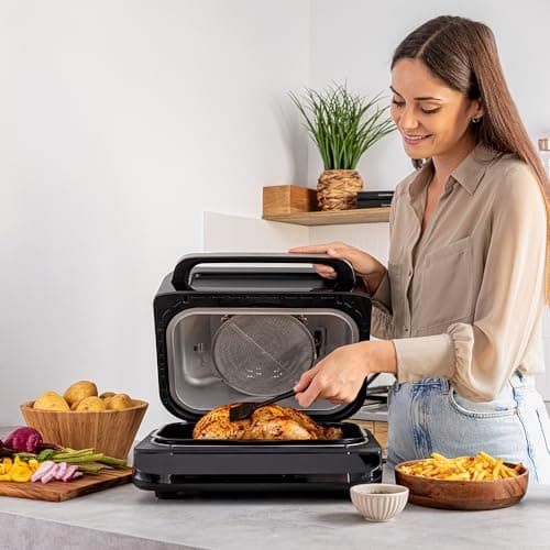 Cecotec Friteuse à Air Grill sans Huile de 6 L Cecofry FireDome 6000. 2400 W, 6 Modes de Cuisson et 4 Niveaux Grill, Thermostat Réglable, Comprend une Sonde de Température et des Accessoires