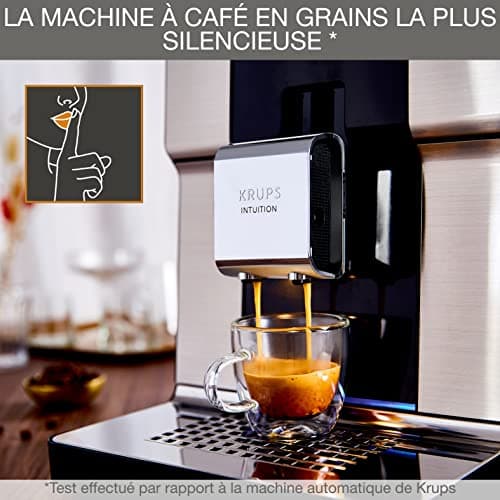 KRUPS Machine à café grain, Pression 15 bars, 17 boissons, Cafetière grain avec broyeur, Système One Touch Cappuccino, Écran tactile, Voyants lumineux, Intuition Expérience, Noir EA876D10