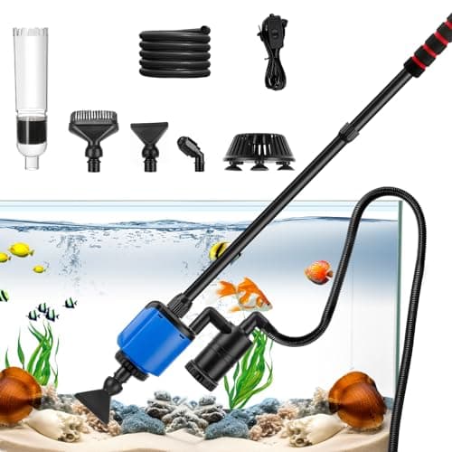 Mucek Piston Aquarium Électrique 30W Aquarium Nettoyant Galets sous Vide avec Soufflet - Kit d'aspiration d'Aquarium pour Changement d'eau, Nettoyage du Sable, Enlèvement de la saleté avec Tige