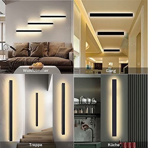 Applique Murale Led, Longue, Noire, extérieur, En Aluminium Acrylique étanche Ip65 Pour Jardins, Terrasses, Chambres, intérieur De Salon, Villa, 60cm ,20w