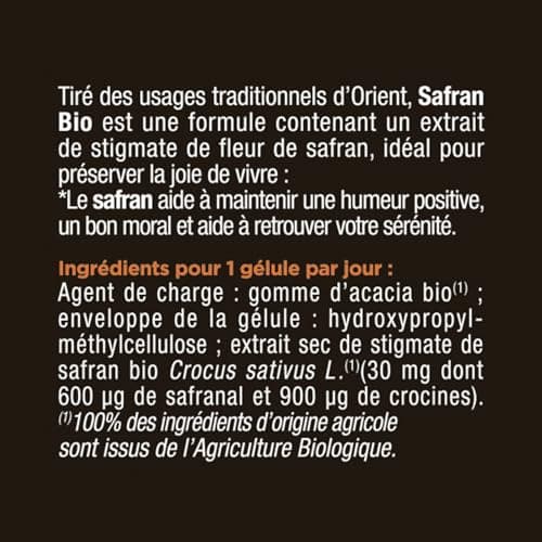 BLANCHE BRESSON - Safran Bio - TDAH Adultes - Sérénité & Humeur Positive - Anti-Stress, Stabilité Mental & Émotionnelle - Dosage Optimal 30mg - 1 Prise/Jour - Cure de 30 jours - Fabriqué en France