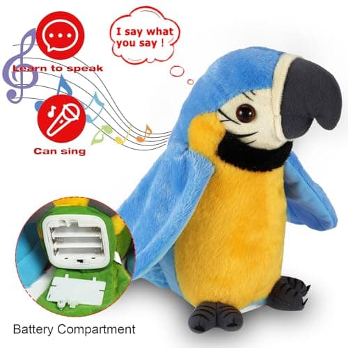 Sunshine smile Perroquet Parlant en Peluche,Jouet électrique Perroquet Parlant,Electrique Peluche Qui Danse,Mignon Jouet Peluche Electrique,Jouet Électronique en Peluche,Interactive Perroquet Ailes