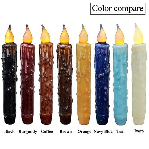 CVHOMEDECO. Bougies en Cire véritable, trempées à la Main, fonctionnant sur Piles, avec minuterie LED, décoration Rustique Primitive, 17,1 cm, Ivoire, 3 PCS dans Un Paquet.