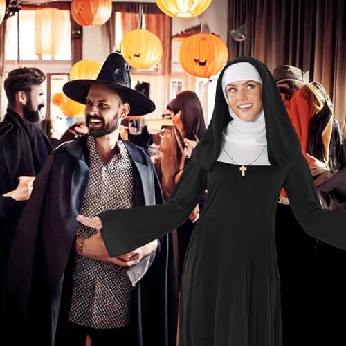 Fun Shack Costume Bonne Sœur Femme, Déguisement Halloween Religieuse, Coiffe Incluse, M