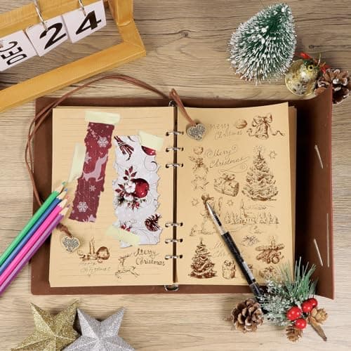 COLOFALLA Carnet de Voyage Vintage Cahier Portable Note en Cuir avec Pendentif Carnet à Spirales Rechargeable avec Motif Arbre en Forme de Cœur Journal Cadeau