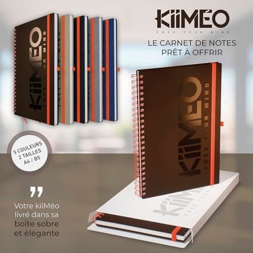 KIIMEO - Le 1er Carnet de Notes Professionnel et Thématique - Bullet Journal Premium Innovant - Conseils & Articles sur la Gestion du Temps- 140 pages + 1 page effaçable - Feutre fourni